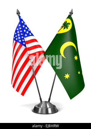 USA und Cocos-Keeling-Inseln - Miniatur-Flags. Stockfoto