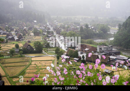 Gasshō-Zukuri Häuser im UNESCO-Welterbe Dorf Shirakawa-Go im Herbst, Gifu, Japan Stockfoto