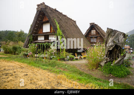 Gasshō-Zukuri Häuser im UNESCO-Welterbe Dorf Shirakawa-Go im Herbst, Gifu, Japan Stockfoto