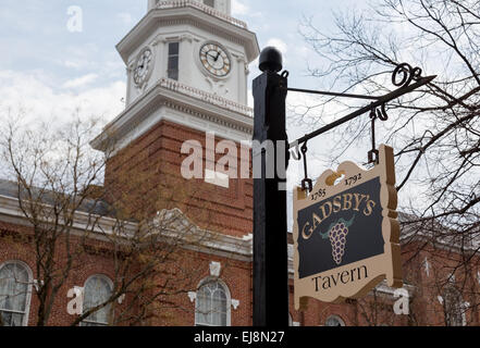 Gadsby Taverne Zeichen in Alexandria Stockfoto