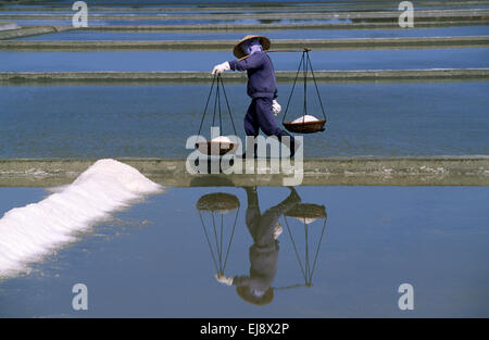 Vietnam, Nha Trang, Cam Ranh Salzfelder Stockfoto