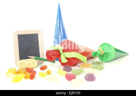 Zurück zur Schule mit Tafel und Kegel Stockfoto