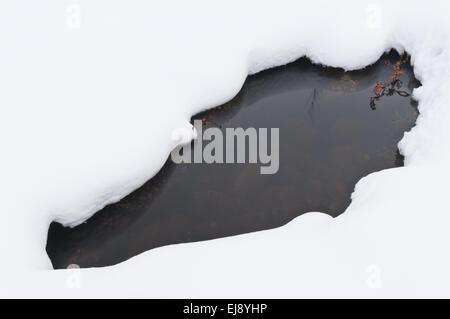 kleiner See in verschneiter Landschaft, NP in Rondane, Norwegen Stockfoto