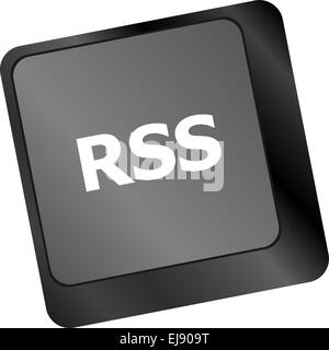 RSS-Button auf Tastatur Schlüssel Nahaufnahme Stockfoto