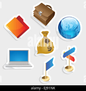 Aufkleber-Iconset für Unternehmen Stockfoto