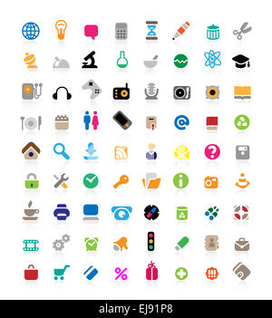 Iconset auf weißem Hintergrund Stockfoto