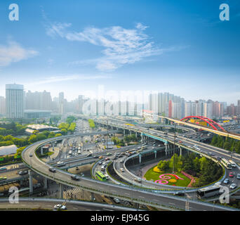 Stadt-Austausch in der morgendlichen Rush hour Stockfoto