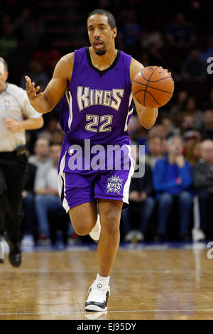 13. März 2015: Sacramento Kings guard Andre Miller (22) in Aktion während der NBA-Spiel zwischen den Sacramento Kings und die Philadelphia 76ers im Wells Fargo Center in Philadelphia, Pennsylvania. Die Philadelphia 76ers gewann 114-107. Stockfoto