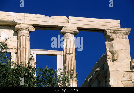 Griechenland, Athen, Akropolis, Erechtheion, Nordveranda Stockfoto