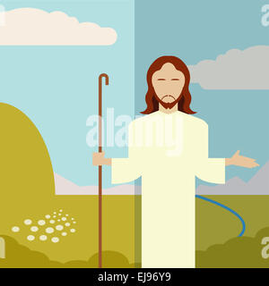 Vektor-Bild einer flachen Ikone Jesus Stockfoto