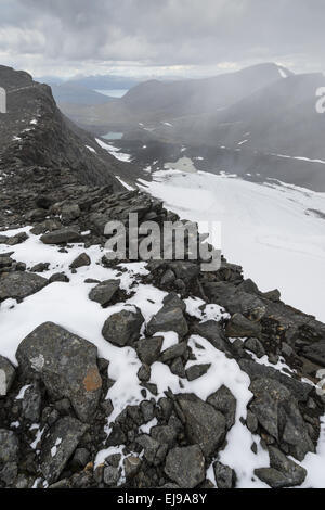 Schneefall, Abisko Alpen, Lappland, Schweden Stockfoto