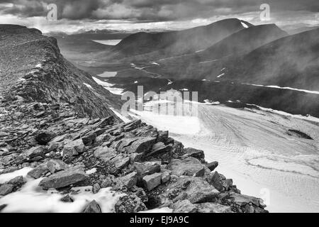 Schneefall, Abisko Alpen, Lappland, Schweden Stockfoto