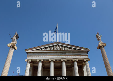 Griechenland Athen Panepistimiou Straße Akademie von Athen Stockfoto