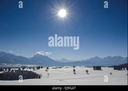 Panorama-Landschaft in Bayern im winter Stockfoto