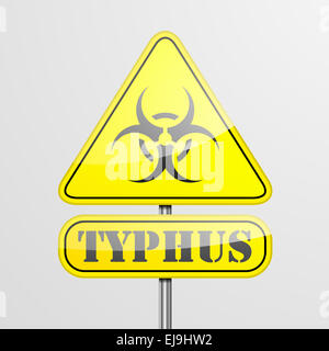 Typhus Warnschild gelb Stockfoto