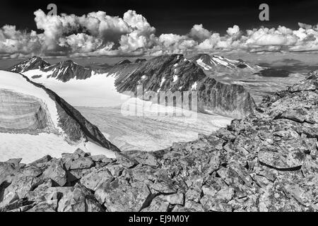 Blick vom Sarek NP zum Mt. Akka, Lappland, Schweden Stockfoto