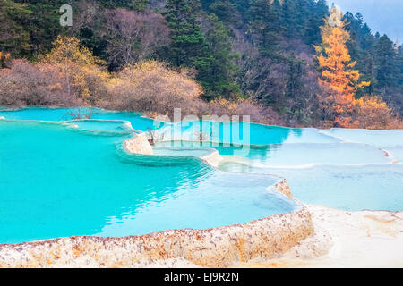 schöne klare Wasser mit blauen Verkalkung Teich Stockfoto