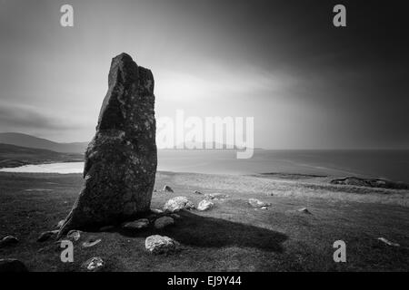 MacLeod Stein, eine prähistorische Menhir auf der Isle of Harris in den äußeren Hebriden. Stockfoto