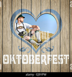 Herz aus Holz Oktoberfest Stockfoto