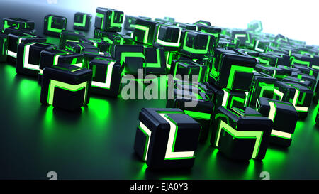 Futuristische Hintergrundbild - leuchtenden metallischen Würfel Stockfoto