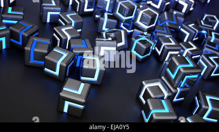 Futuristische Hintergrundbild - leuchtenden metallischen Würfel Stockfoto