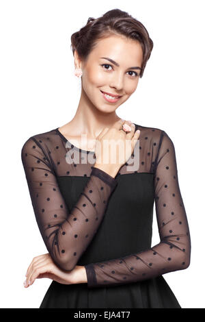 Junge Frau in Vintage-Kleid Stockfoto