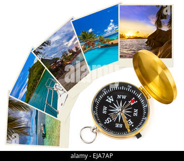 Sommer Strand Aufnahmen und Kompass Stockfoto