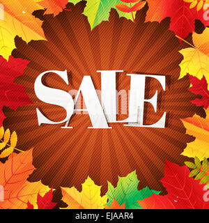 Herbst Sale Poster mit Blättern Stockfoto