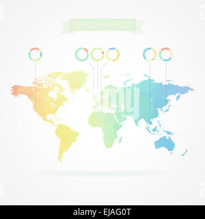 Weltkarte mit Infografiken Elemente Stockfoto