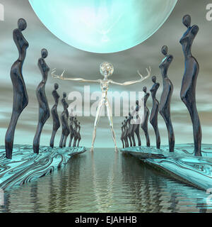 Alien begrüßt die Welt Stockfoto