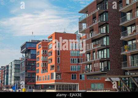 Moderne Gebäude in der Hafencity in Hamburg Stockfoto