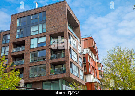 Mietshäuser in der Hafencity in Hamburg Stockfoto