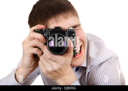 Teenager mit Fotokamera Stockfoto