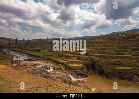 Madagaskar-Highland-Landschaft Stockfoto