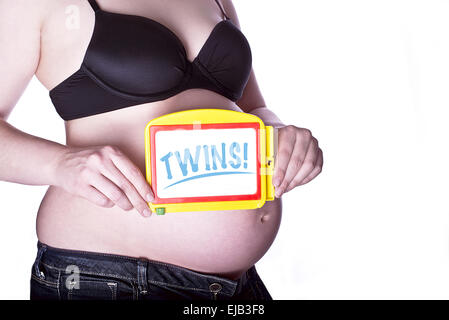 Schwanger Zeichen Zwillinge Stockfoto
