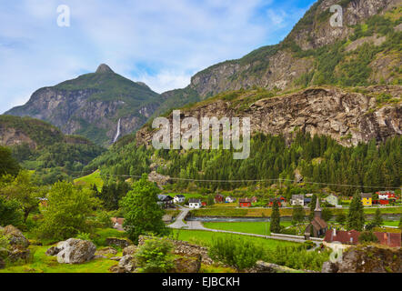 Dorf in Flåm - Norwegen Stockfoto