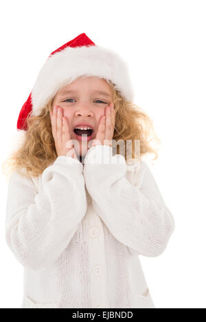 Festliche Mädchen mit Händen auf Gesicht Stockfoto