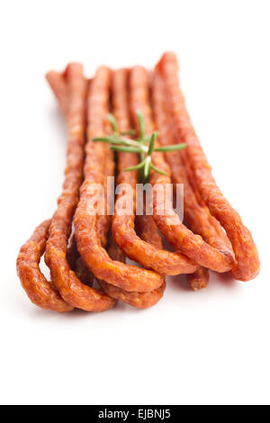 Kabanos - polnische lange, dünne Wurst aus Schweinefleisch gemacht Stockfoto