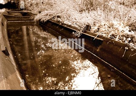 Spreewald-Boot vor dem Verfall geschützt sepia Stockfoto