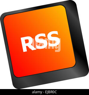 RSS-Button auf Tastatur Schlüssel Nahaufnahme Stockfoto