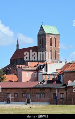 Blick auf die alte Stadt Wismar Stockfoto