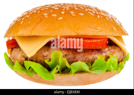 Großen Hamburger auf weißem Hintergrund Stockfoto