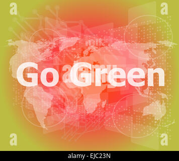 Touchscreen mit Botschaft - Go Green Stockfoto