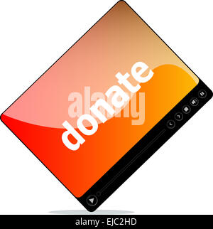 Video-Player für das Web mit Spenden Wort Stockfoto