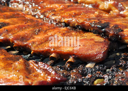 BBQ Pork Ribs auf Grill Stockfoto