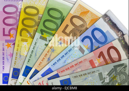 Lüfter mit Euro-Währung Stockfoto