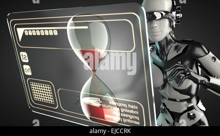 Roboter-Frau Hologramm Anzeige bearbeiten Stockfoto
