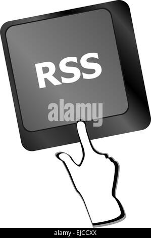 RSS-Button auf Tastatur Schlüssel Nahaufnahme Stockfoto