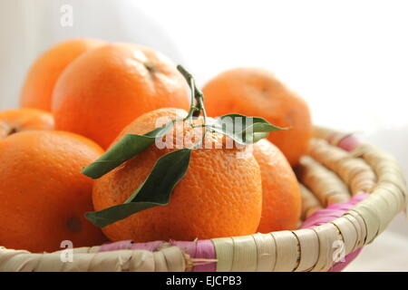 Mandarinen in einem Korb Stockfoto