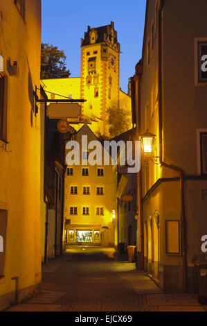 Stadt Füssen in Bayern in der Nacht Stockfoto